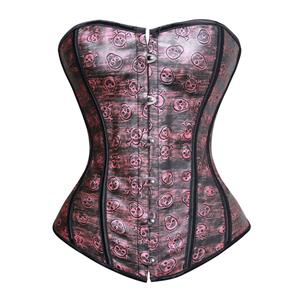 leather skulls Corset, Red leather skulls Corset, skulls leather Corset, #N5730 