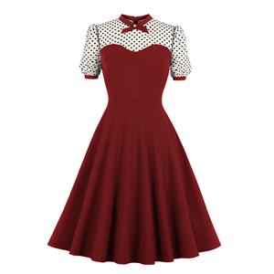 Retro Sheer Mesh Dress, Fashion A-line Swing Dress, Retro Dresses for Women 1960, Vintage Dresses 1950