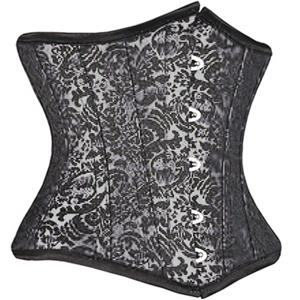 Black Jacquard Underbust Corset, Brocade Underbust Corset, Retro Jacquard Underbust, #N8816