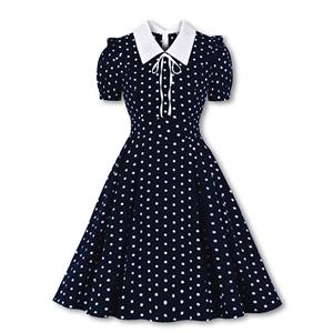 Sexy A-line Swing Dress, Retro Polka Dots Print Dresses for Women, Vintage Dresses 1950