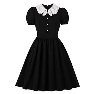 Retro Little Black Dress, Fashion A-line Swing Dress, Retro Dresses for Women 1960, Vintage Dresses 1950