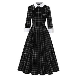 Sexy A-line Swing Dress, Retro Plaid Print Dresses for Women, Vintage Dresses 1950