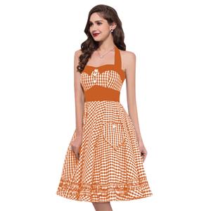 Cute Halter Neck Swing Dress, Retro Dresses for Women 1960, Vintage Dresses 1950