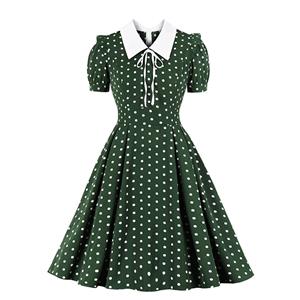 Sexy A-line Swing Dress, Retro Polka Dots Print Dresses for Women, Vintage Dresses 1950