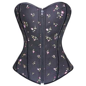 Reversible Corset Set, Black Satin and Floral Brocade Corset, Reversible Black Corset, #N5369