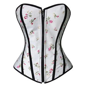Reversible Corset Set, White Satin and Floral Brocade Corset, Reversible Corset, #N5368