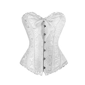 sexy Corset, White Corset, Embroidered corset, #N2731