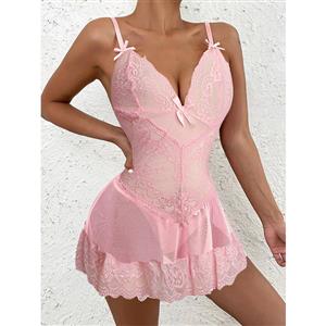 Sexy Soft Lace Babydoll Lingerie, Plus Size Sexy Chemise Nightwear, Deep V Neck Babydoll Lingerie, Valentine