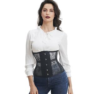 Cheap Corset for Womens, Waist Cincher Corset, See-through Steel Boned Corset, Black Underbust Corset, Mesh Underbust Corset, Women