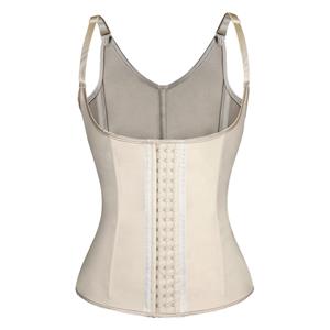 Steel Bone Vest Corset, Latex Underbust Corset, Apricot Underbust Corset, Women