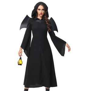 Fallen Dark Angel Cosplay Costume, Sexy Dark Angel Cosplay Costume, Naughty Cosplay Costume, Sexy Naughty Long Sleeve One-piece Hooded Dress Black Angel Cosplay Costume#N23237