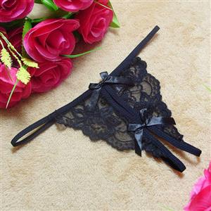 Sexy Black Panty, Sexy Night Club Panty for Women, Black Crotchless Thong, Low Waist Lace T-back, Sexy Crotchless Lace Panty, #PT17499