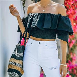 Sexy High Waist Elastic Force Summer Tops, Women