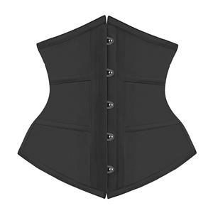 Fashion Black Underbust Corset, Steel Bones Outside Corset,  Slimmer Body Shaper Belt, Outside Body Shaper, Retro Black Busk Closure 16 Steel bones Outside Corset #N22568