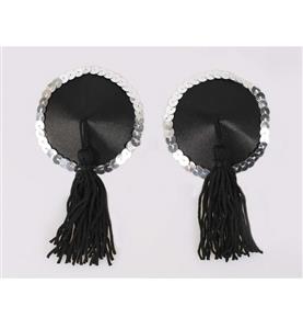 Sexy Round Pasties, Lingerie Pasties, Black Tassel Sequin Round Pasties, Make In China High Quality Pasties, #MS9558