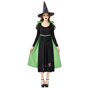 Black Vintage Witch Costume, Vintage Witch Halloween Party Dress, Sexy Black Witch Costume, Fashion Black Witch Womens Costume, #N19432