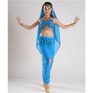 Sexy Genie Costume, Blue Beautiful Sexy Costume, Lamp Fancy Dress Costume, Women