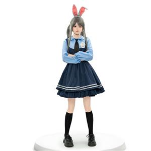 Hot Police Costume, Sexy Judy Hopps Police Rabbit Dress, Sexy Police Cosplay Costume, Sexy Police Uniform Halloween Costume, Lovely Girl Long Sleeve Dress Judy Hopps Police Cosplay Costume,#N22900