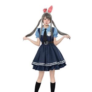 Hot Police Costume, Sexy Judy Hopps Police Rabbit Dress, Sexy Police Cosplay Costume, Sexy Police Uniform Halloween Costume, Lovely Girl Short Sleeve Dress Judy Hopps Police Cosplay Costume,#N22694