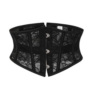 Short Torso Corset, Cheap Corset for Womens, Waist Cincher Corset, Plastic Boned Corset, Lace Underbust Corset, Sexy Women