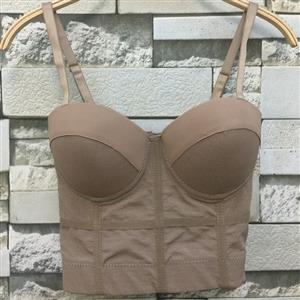 Sexy Dark-brown See-through Strap Bustier Bra, Crop Top Vegan Mesh Bustier Bra, Transparent Bustier Bra, Sexy Dark-brown Bustier, Spaghetti Straps Crop Top, Sexy Clubwear Bustier, #N21022