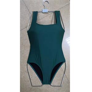 Square Collar One-piece Swimsuit,Tummy Control Body Sculpting Bodysuit Lingerie, Square Collar Dark-green One-piece Swimsuit, Sexy Swimsuit Lingerie,Square Collar High Waist Backless Beachwear, #BK21150