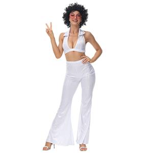 1970s Adult Womens One-piece Disco Dancing Queen Jumpsuit Costume, 70s Disco Theme Party Dacing Costume, Women