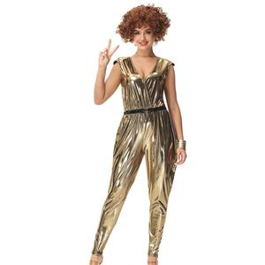 1970s Adult Womens One-piece Disco Dancing Queen Jumpsuit Costume, 70s Disco Theme Party Dacing Costume, Women