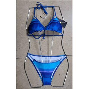 Halter Three-Point Bikini Set, Sexy Swimsuit Set, Night Club Lingerie Set, Sexy Beachwear Set, Bikini Bra Top and Panty Set,Halter Pucker Swimsuit,Halter Low Cut Bra Top Beachwear, #BK21123