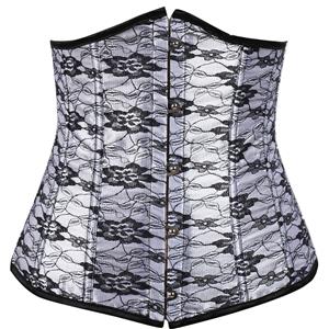 Sexy Satin Lace Corset, Comfortable Strapless Corset, Cheap High Quality Underbust Corset, #N9635