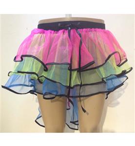 Layers Ruffles Ribbon Edge Tail Skirt, More Layer Rainbow Petticoat, Rainbow  Asymmetric Petticoat,  #HG9348