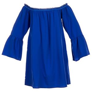 Elastic Blue Shirt, Cotton Blouse, Long Blouse Top, Cotton Blouse, Victorian Blouse, Sexy Tonic, Sexy Off the Shoulder Blouse, #N15319