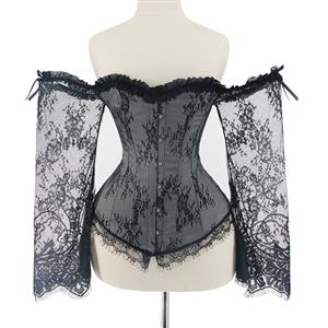 Outerwear Corset for Women, Fashion Body Shaper, Cheap Shapewear Corset, Womens Bustier Top, Plastic Boned Corset, Sexy Gothic Corset for Women, Sexy Lace bodyshaper, #N21837