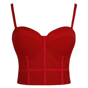 Sexy Red See-through Strap Bustier Bra, Crop Top Vegan Mesh Bustier Bra, Transparent Bustier Bra, Sexy Red Bustier, Spaghetti Straps Crop Top, Sexy Clubwear Bustier, #N18608