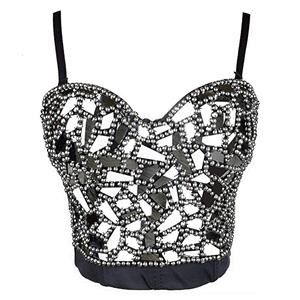 Sexy Bustier Bra Top, Clubwear Crop Top,B Cup Bustier Bra, B Cup Sequins Bustier Bra for Women, Sexy Sequins And Beads Clubwear Bra, Spaghetti Strap Clubwear Bra, #N20775