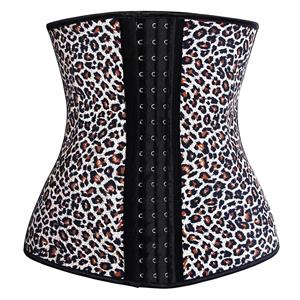 Steel Bone Underbust Corset, Latex Corset, Sexy Leopard Patterns Underbust Corset, Cheap Women