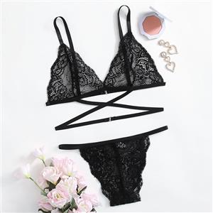 Plus Size Sexy Lace Lingerie Set, Fashion Lace Bra Set, 2 Piece Strappy Lingerie Sets, Thin Lace Bra Set Chemise, Floral Lace Bra and Panty Underwear Set, Sexy Floral Lace Bra and Panty Chemise Set, #N21978