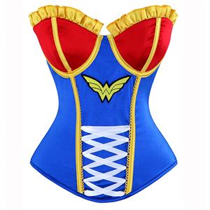 Halloween Costume Corset, Burlesque Corset for Women, Sexy Superhero Costume Cosplay, Superwoman Cospaly Corsets, #N14638
