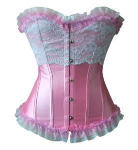 Fashion Pink and White Corset, Cheap Women