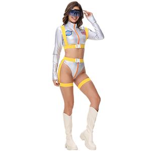 Sexy astronaut costume for women, NASA-themed outfit, Adjustable suspenders set, Clubwear costume, High-waisted sexy thong, Matching belt and glasses, Cosplay space suit, Halloween party costume, Futuristic sexy costume, Women