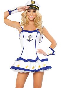 Sailor Captain Costume, White Sailor Captain, Womens Sassy Sailor Costume, #CP72071