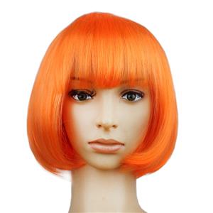 Fashion Short Bob Wig, Orange Short Bob Wig, Sexy Masquerade Short Bob Wig, Fashion Party Short Bob Wig, Cosplay Short Bob Straight Wig, #MS16101