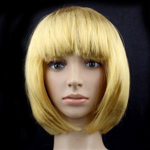 Fashion Short Bob Wig, Dark-gold Short Bob Wig, Sexy Masquerade Short Bob Wig, Fashion Party Short Bob Wig, Cosplay Short Bob Straight Wig, #MS16103