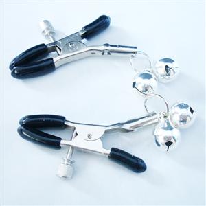 Silver Nipple clamps with cowbell, Powerful nipple clamp, cowbell nipple clamp, #MS7166