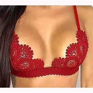 Sexy Crochet Lace Lingerie Bra, Sexy Red Hollow Out Lace Bra, Fashion Spaghetti Strap Lace Bra, Valentine