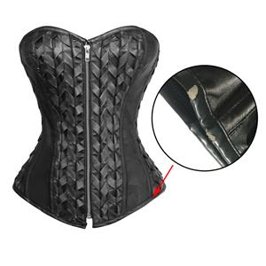 Black Artificial Leather Corset, Cheap Plastic Bone Corset, Women