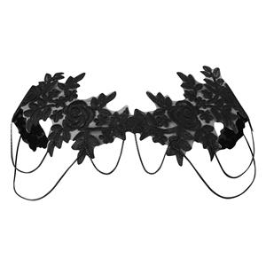 Victorian choker, steampunk collar, gothic lace necklace, shoulder wrap choker, dangling chain accessory, floral lace choker, Halloween gothic jewelry, cosplay shoulder chains, adjustable Victorian collar, black romantic choker #N237811