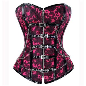 Steel Boned corset, zipper Steampunk corset, Brocade Steampunk corset, #N4917