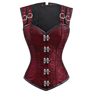 Brocade Gothic Steel Boning Overbust Corset for Halloween, Steampunk Steel Boned Corset Plus size, Steampunk Corset for Women, Gothic Overbust Corset Bustier, Waist traning Shapewear, #N11460