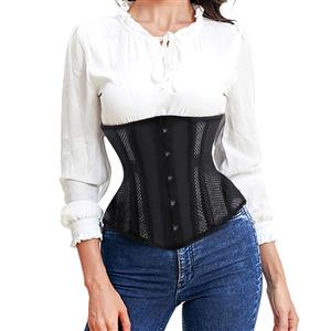 Steel Bone Waist Training Corset, Short Torso Corset, Waist Cincher Corset Body Shaper Girdle, Waist Cincher Corset, Steel Boned Corset, Black Underbust Corset, Mesh Underbust Corset, Underbust Body Shaper, #N22014